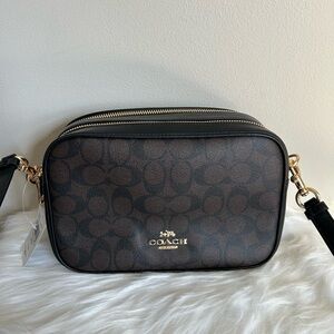 Coach‎ Jes Crossbody Bag Signature Canvas Brown Black F68168 NWT